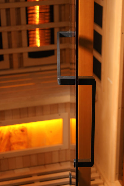Full Spectrum PureTech™ 2-Person Near Zero EMF FAR Infrared Sauna with Red Light Therapy & Himalayan Salt Bar