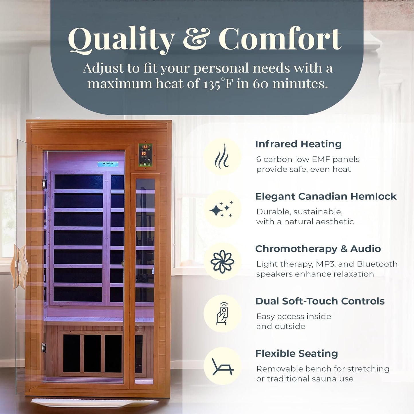 Dynamic Barcelona 1 person Low EMF FAR Infrared Sauna
