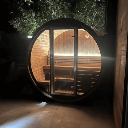 Saunalife 4-Person Luxury Barrel Sauna With Glass Front