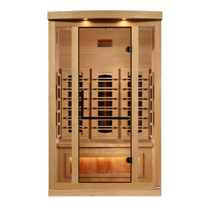 Full Spectrum PureTech™ 2-Person Near Zero EMF FAR Infrared Sauna with Red Light Therapy & Himalayan Salt Bar
