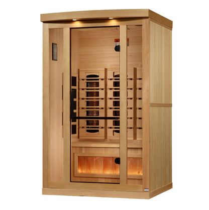 Full Spectrum PureTech™ 2-Person Near Zero EMF FAR Infrared Sauna with Red Light Therapy & Himalayan Salt Bar