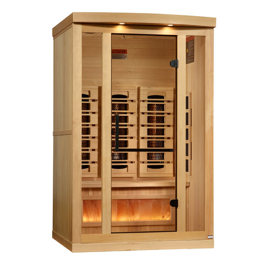 Full Spectrum PureTech™ 2-Person Near Zero EMF FAR Infrared Sauna with Red Light Therapy & Himalayan Salt Bar