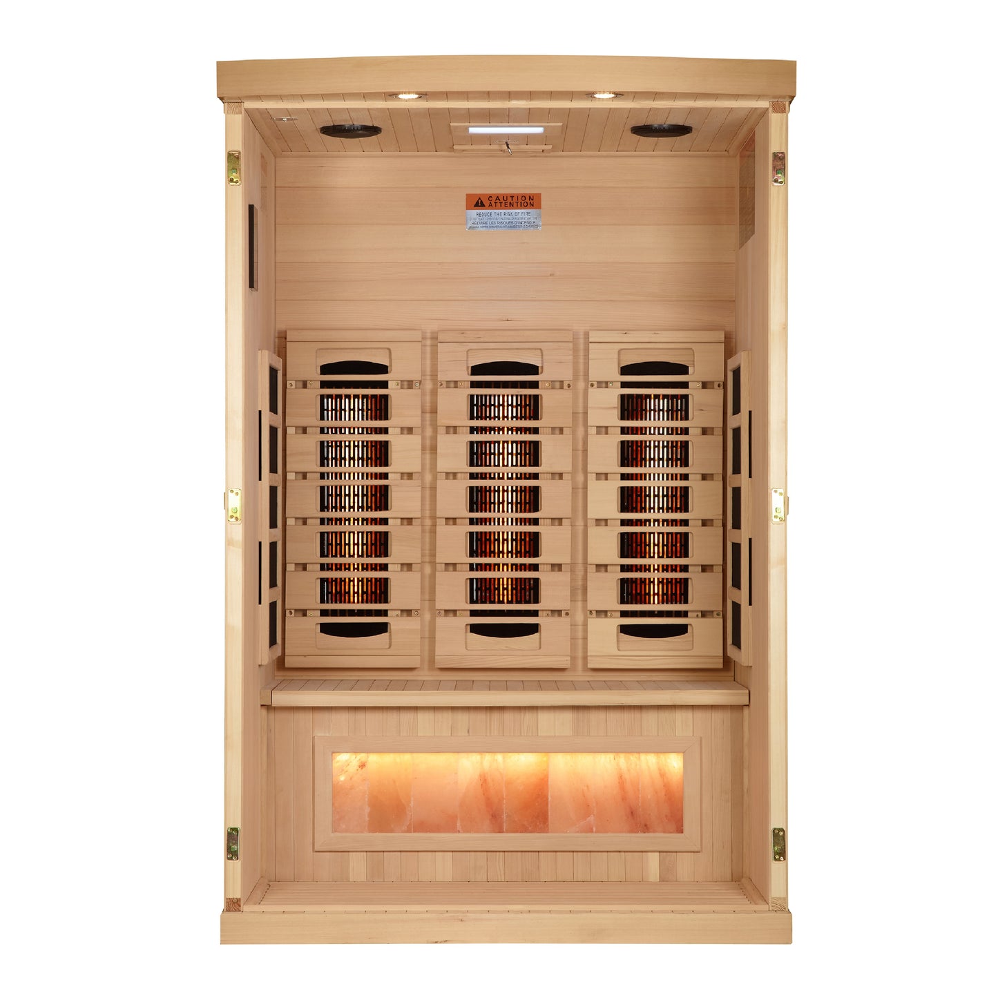 Full Spectrum PureTech™ 2-Person Near Zero EMF FAR Infrared Sauna with Red Light Therapy & Himalayan Salt Bar