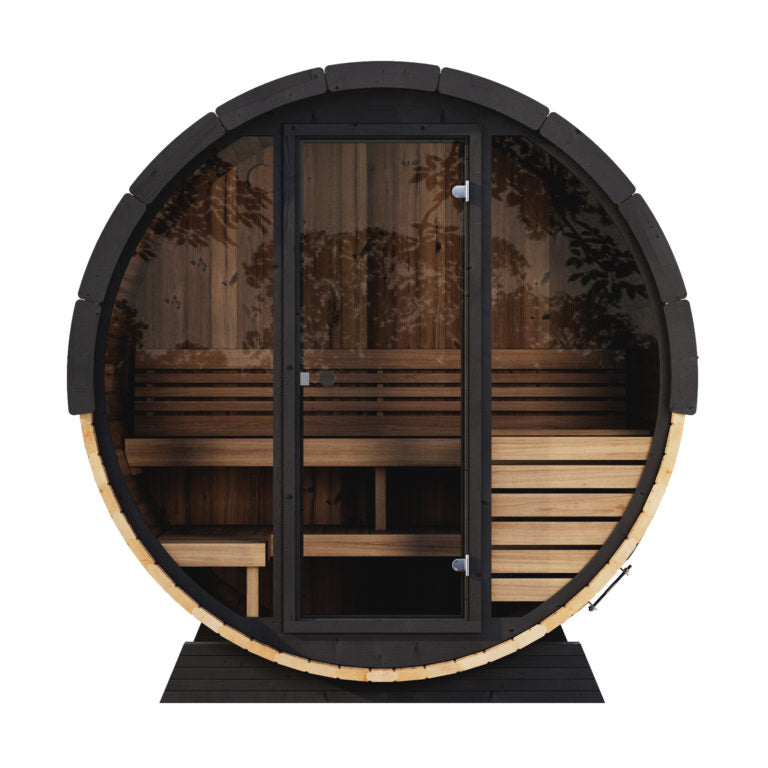 Saunalife 4-Person Luxury Barrel Sauna With Glass Front