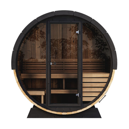 Saunalife 4-Person Luxury Barrel Sauna With Glass Front